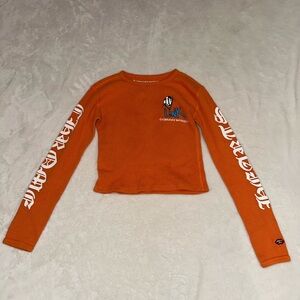 Chrome Hearts Orange Long Sleeve Crop Top